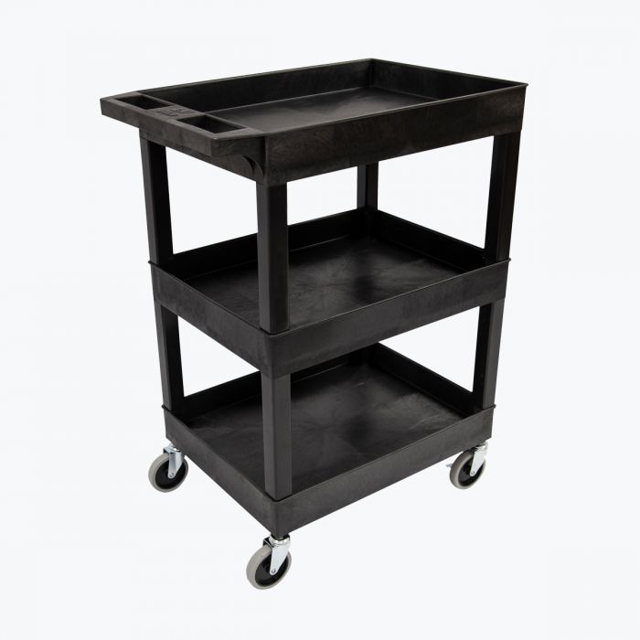 24 x 18 in. Plastic Utility Tub Cart with Three Shelf, Black