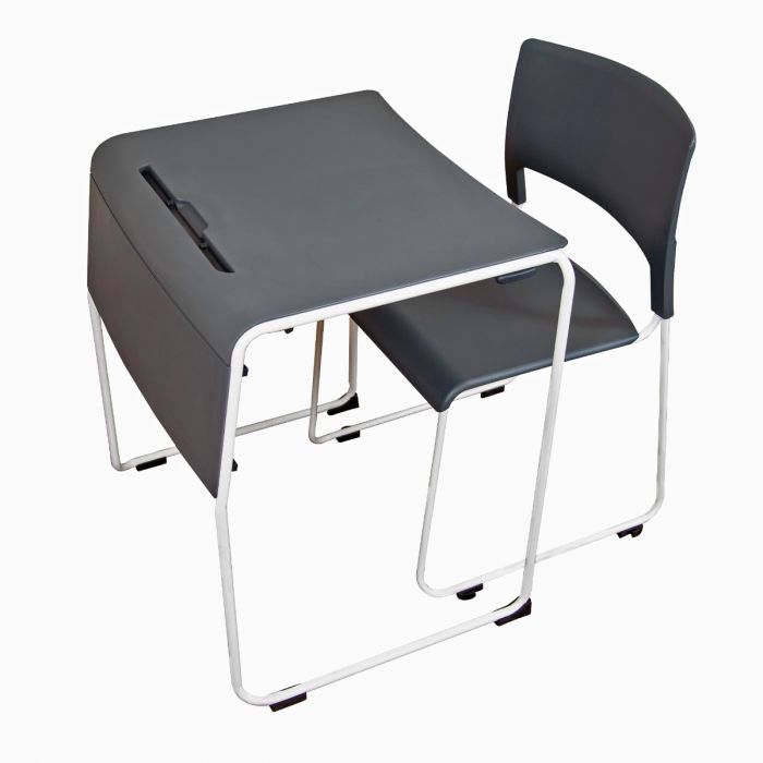Picture of Luxor Furniture STUDENT-STK1PK Lightweight Stackable Student Desk & Chair&#44; Slate Gray & White