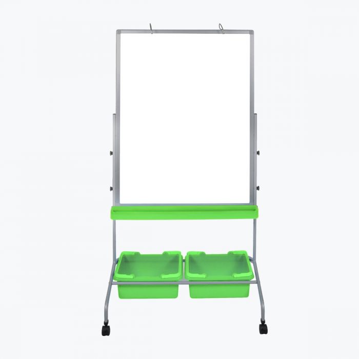Picture of Luxor Furniture MB3040WBIN Classroom Chart Stand with Storage Bins&#44; Gray & Green