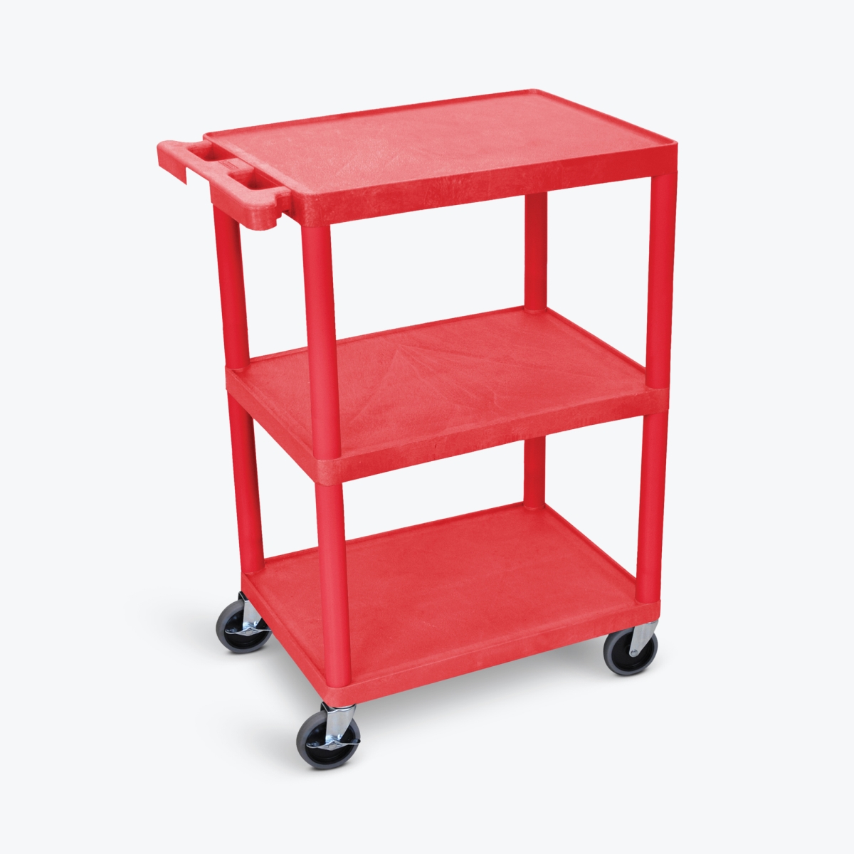 Picture of Luxor HE34-RD 3 Shelves Structural Foam Plastic Utility Cart, Red