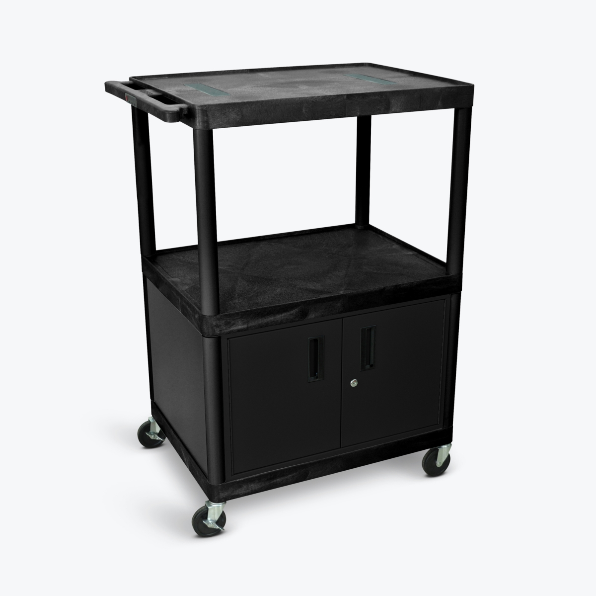 Picture of Luxor LE48C-B 48 in. 3 Shelves AV Cart with Cabinet, Black