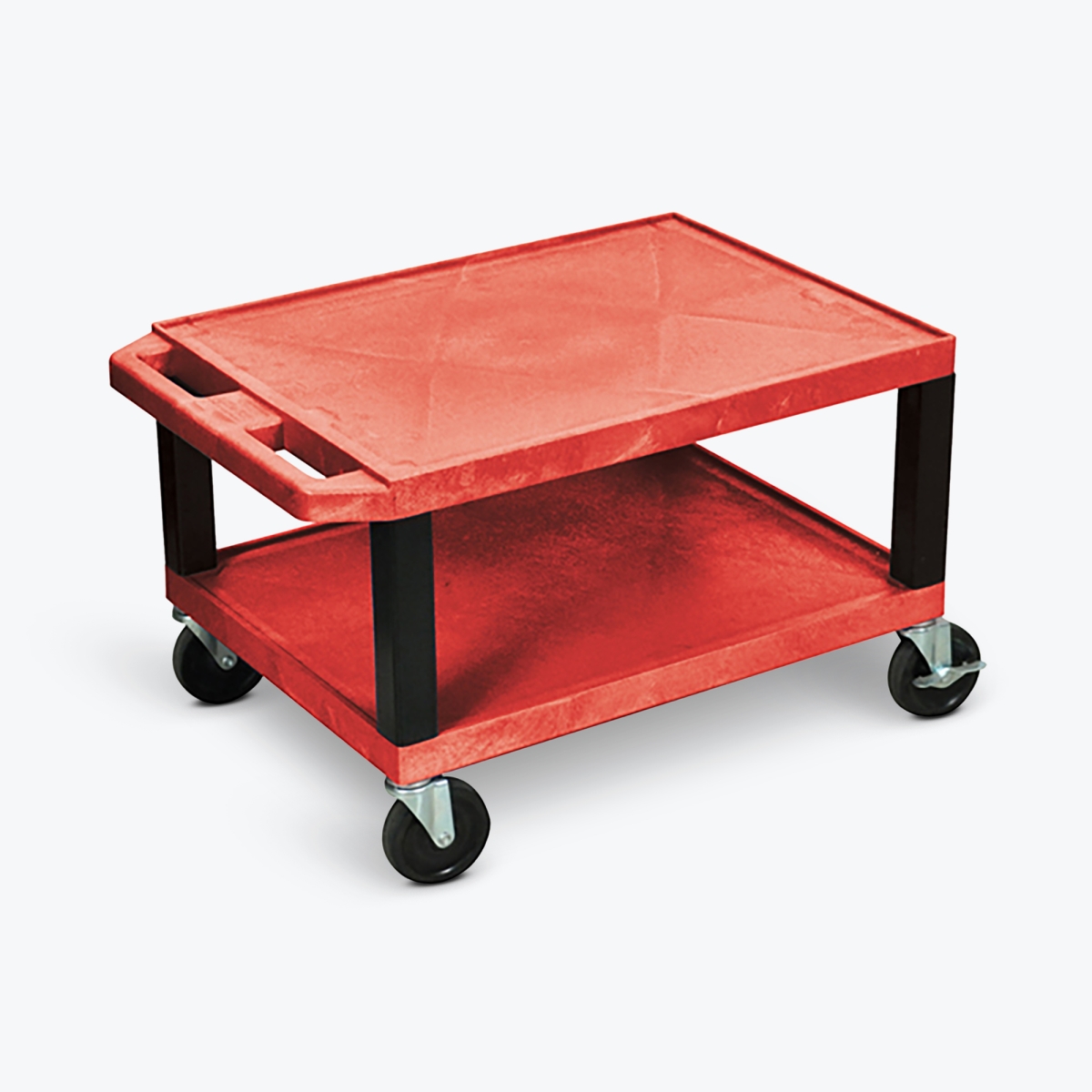 Luxor Workspaces Tuffy Red 2 Shelf Av Cart W/ Black Legs & Electric (WT16RE-B)