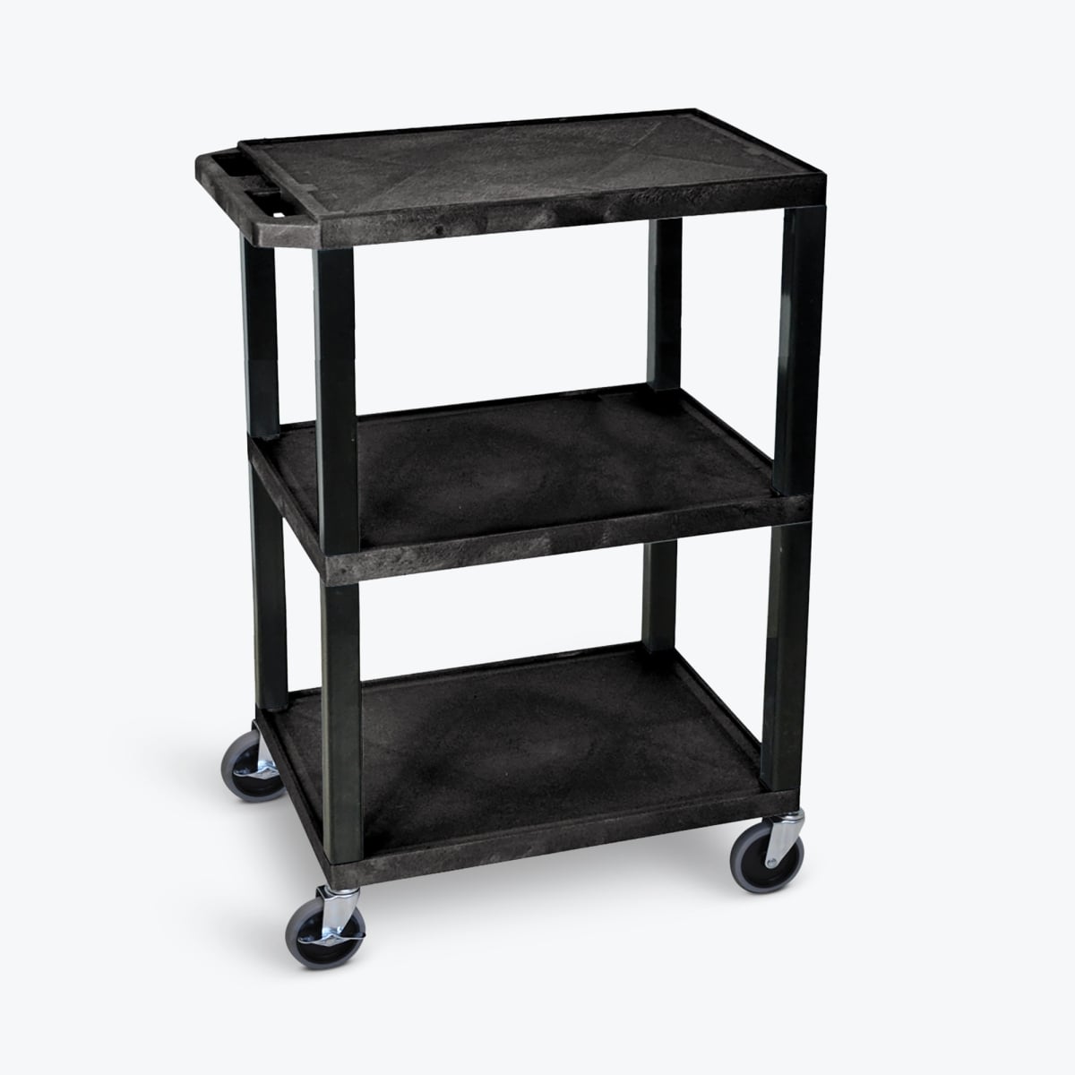 WT34S Tuffy Utility Cart with Three Flat Shelves, Black -  Luxor