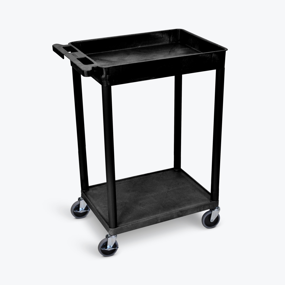 Top Tub & Bottom Flat Shelf Cart, Black