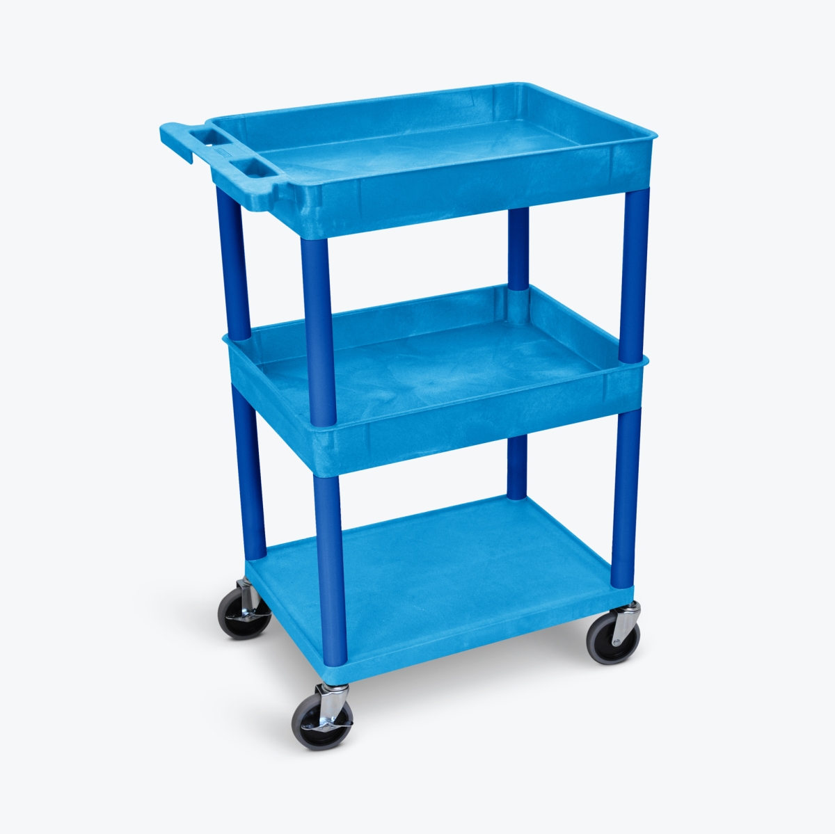 Top & Middle Tub with Flat Bottom Shelf Cart, Blue