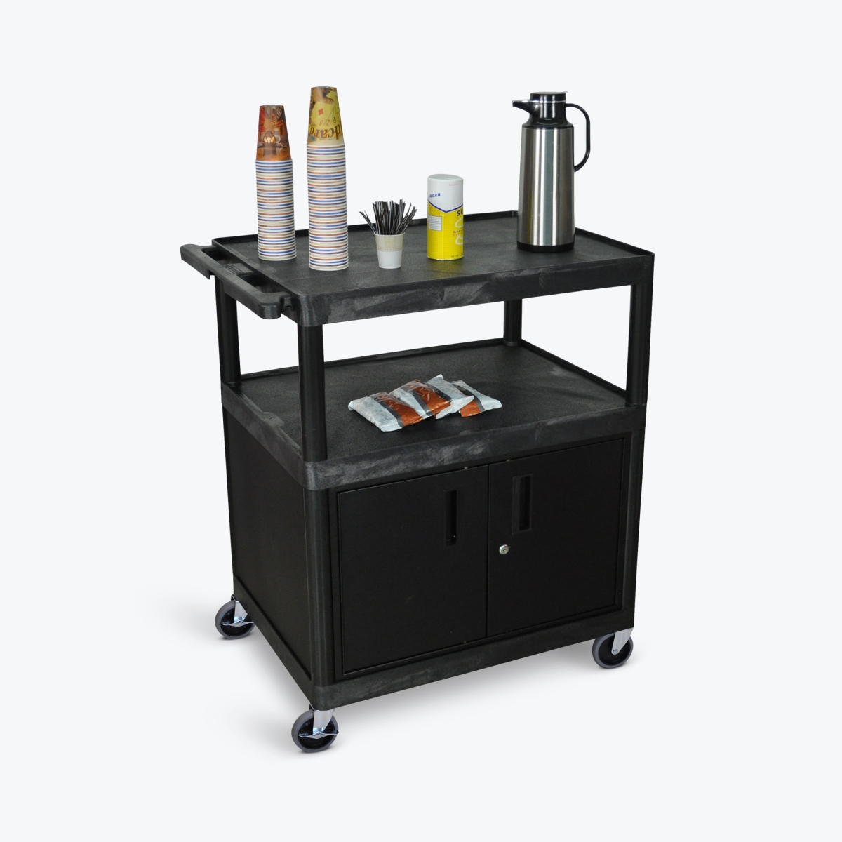 Luxor Workspaces Large Coffee Cart - Cabinet (HE40C-B)