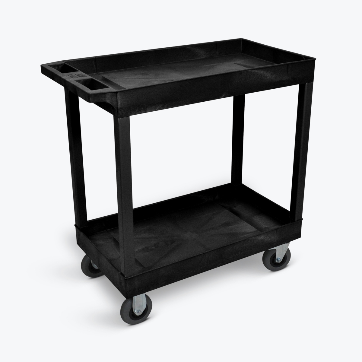 2-Tub Shelf Cart with 5 Casters, Black