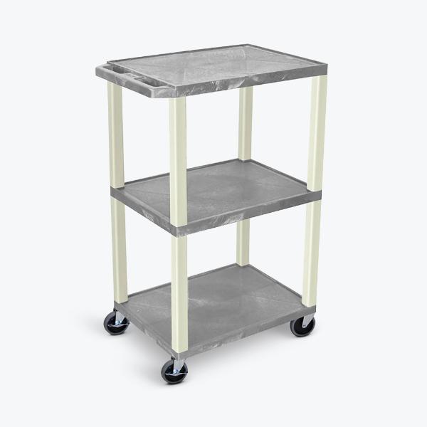 Picture of Luxor UCPL1GY 42 in. Three-Shelf Plastic Utility Cart&#44; Gray