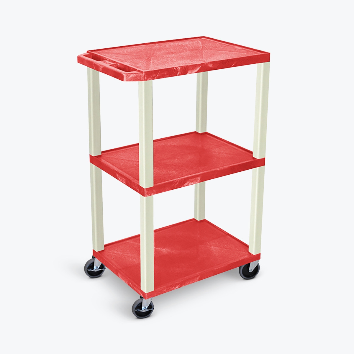 Picture of Luxor UCPL1R 42 in. Three-Shelf Plastic Utility Cart&#44; Red