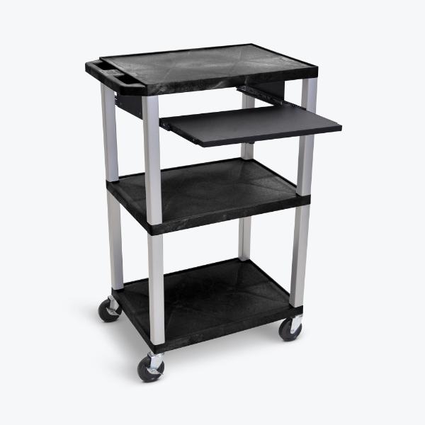Picture of Luxor UCPL1PSE-N 42 in. Three-Shelf Plastic Utility Cart&#44; Black