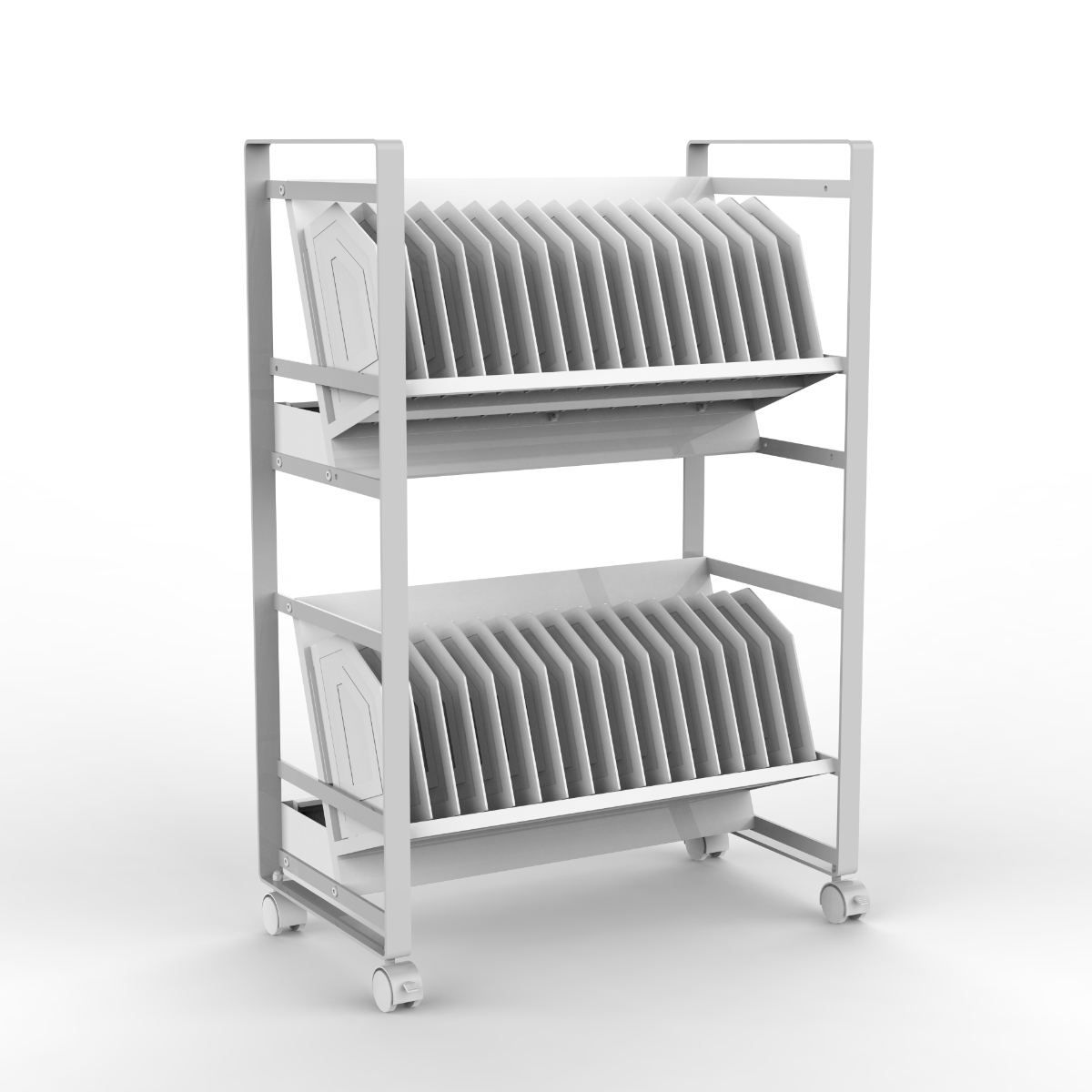32-Tablet & Chromebook Open Charging Cart, Gray