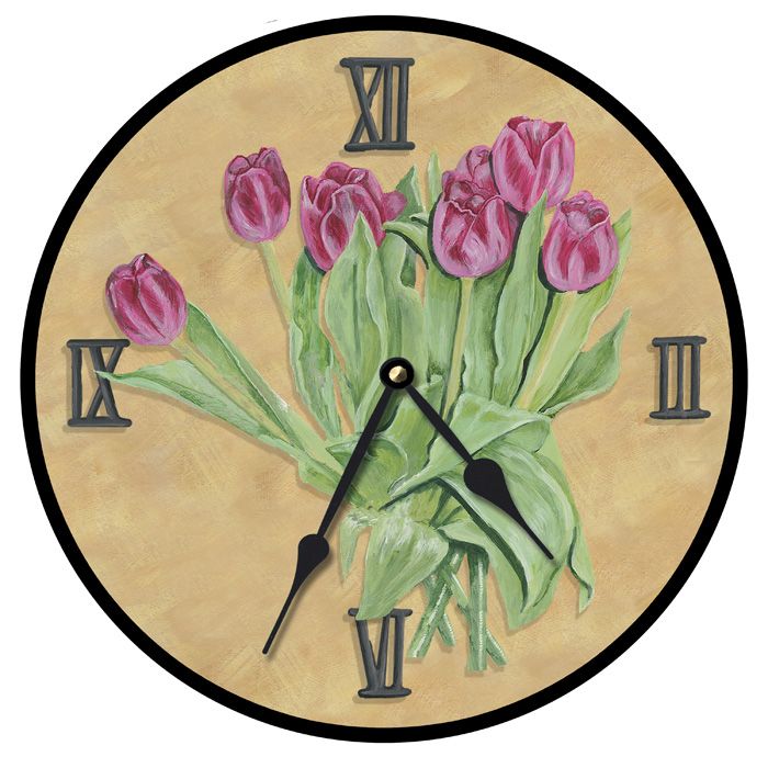 Lexington Studios 23088R-PT-15 15 in. Pink Tulips Round Clock