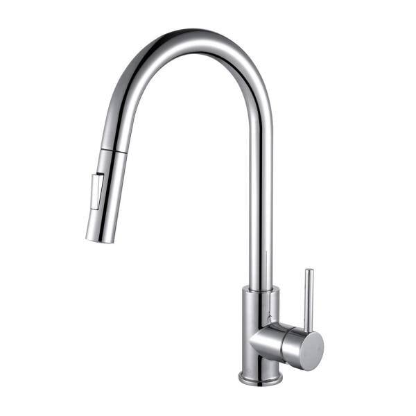 LKFS8011CH Olivi Brass Kitchen Faucet with Pull Out Sprayer, Chrome -  Lexora