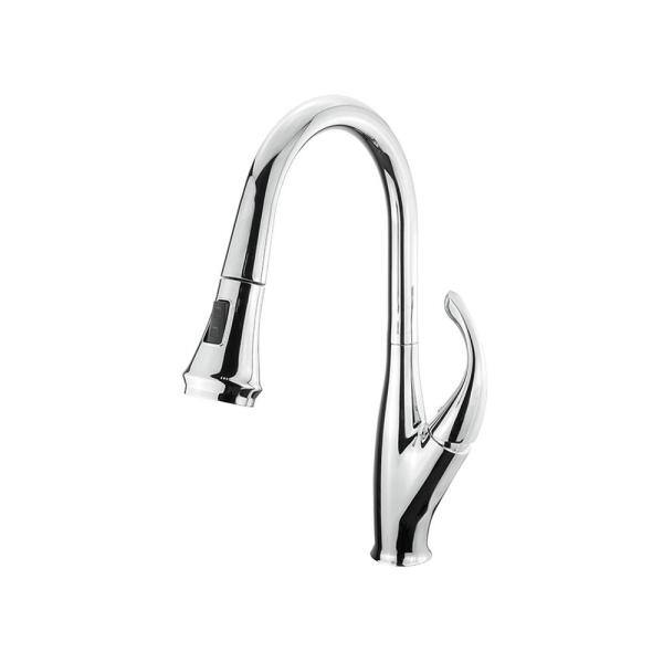 LKFS9011CH Garbatella Brass Kitchen Faucet with Pull Out Sprayer, Chrome -  Lexora