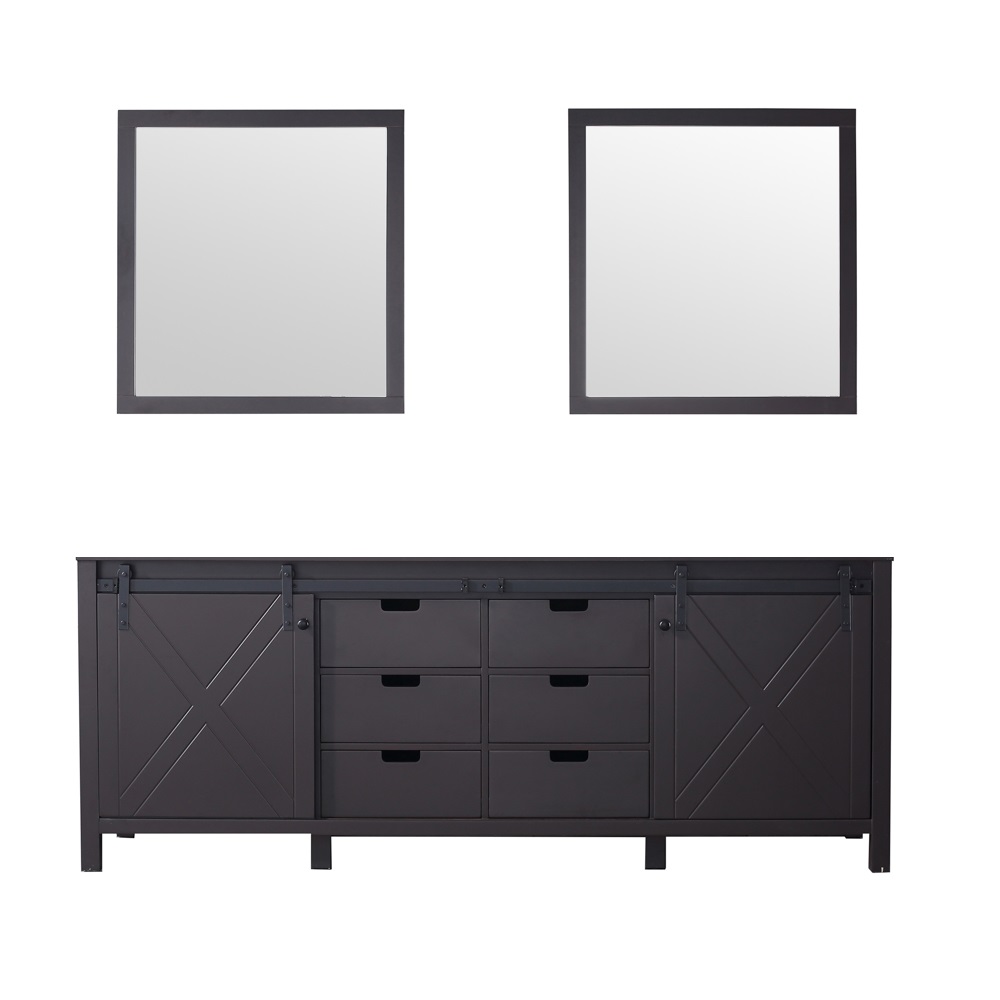 LM342284DC00M34 84 in. Marsyas Double Vanity with No Top & 34 in. Mirrors - Brown -  Lexora