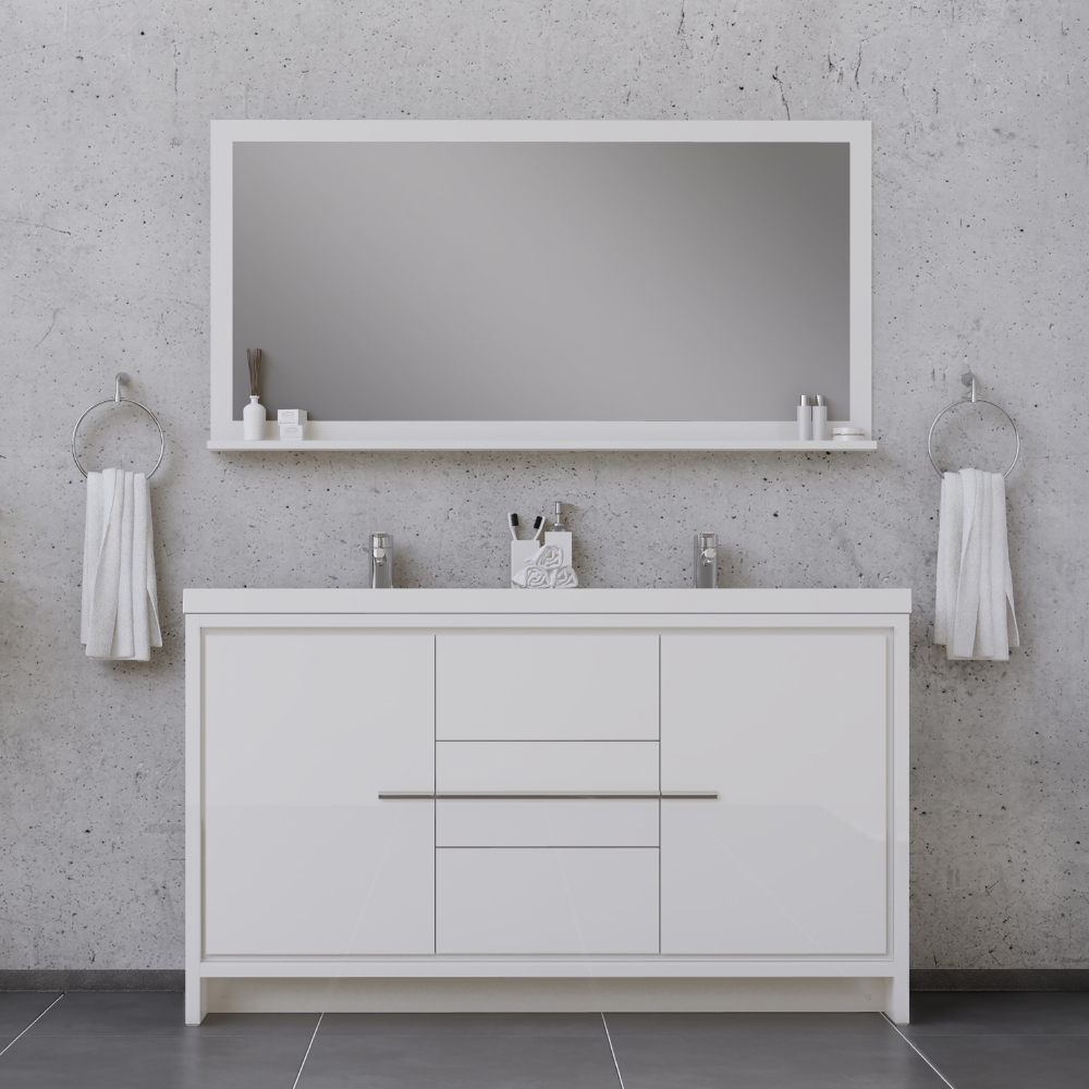 60 in. Sortino Double Modern Bathroom Vanity, White