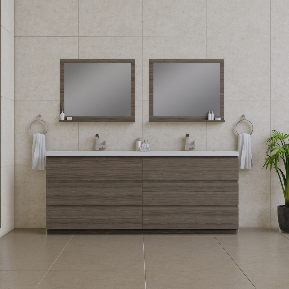 Alya Bath AB-MOA84D-G 84 in. Paterno Modern Freestanding Bathroom Vanity, Gray