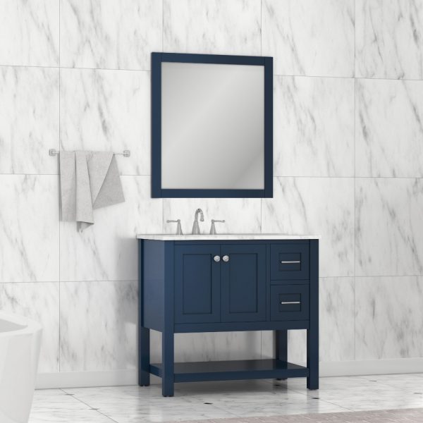 Alya Bath HE-101-102-36-B-M 36 in. Norwalk & Wilmington Bathroom Mirror, Blue -  GOGO SQUEEZE, HE-101/102-36-B-M