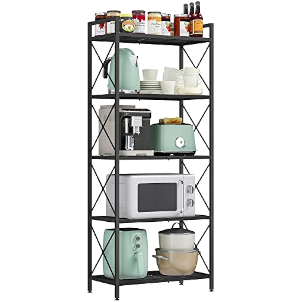 Picture of Nuegear TM57765 12.6 x 23.6 x 57.3 in. 5-Tier Metal Storage Rack with Shelving Unit with X Side Frames&#44; Black
