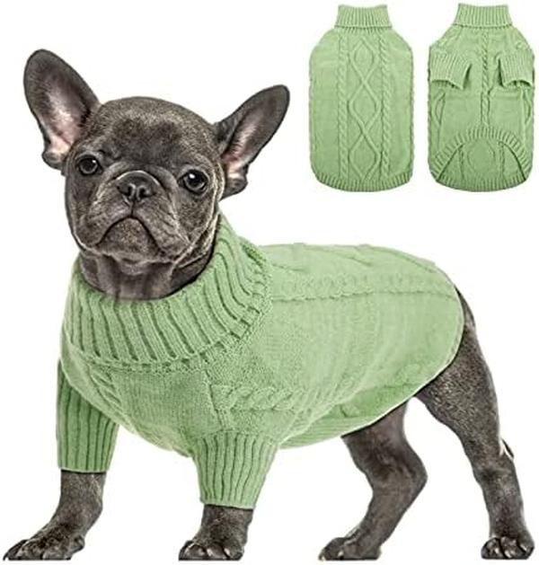 Picture of Nuegear TM57767 Classic Turtleneck Thick Warm Clothes Dog Pullover Sweater&#44; Green - Small