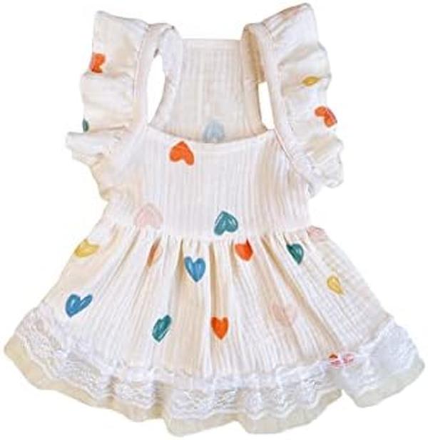 Picture of Nuegear TM57498 Cute Heart Pattern Dress Ruffle Trim Princess Dress Dog Vest&#44; Yellow - Small