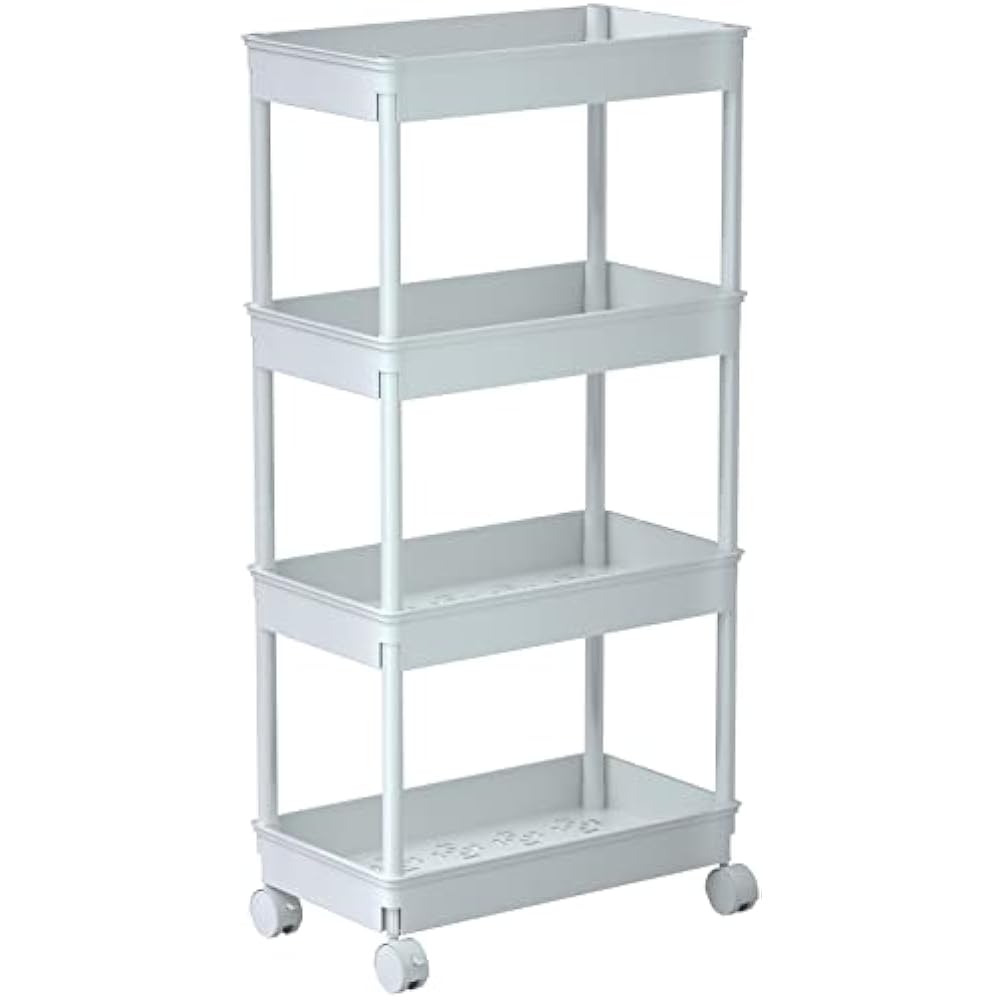 Picture of Nuegear TM57538 4 Tier Wide Storage Cart Mobile Shelving Unit Organizer Slide Out Storage Rolling Utility Cart&#44; White