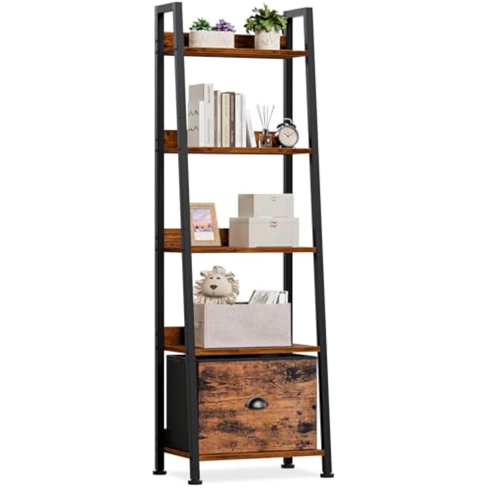 Picture of Nuegear TM57823 5-Tier Ladder Bookshelf with Removable Drawer