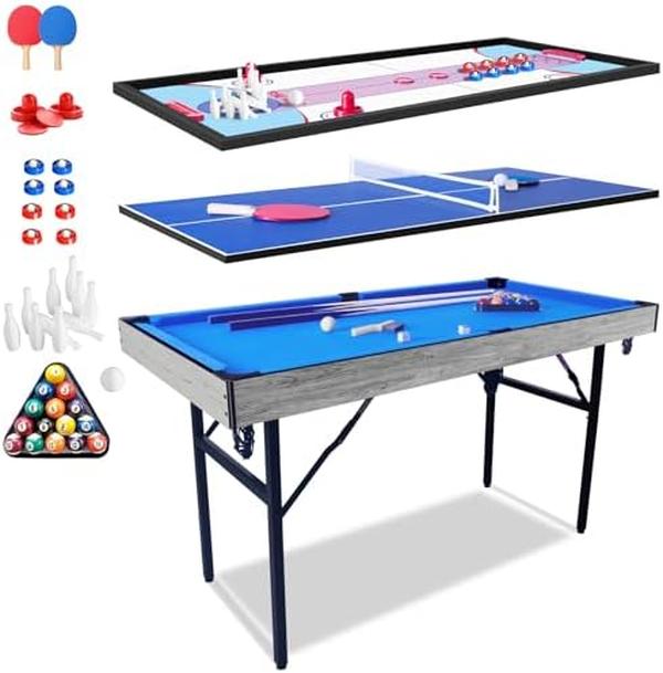 Picture of Nuegear TM57852 54 in. Upgrade 5-in-1 Folding Sports Arcade Games Table with Accessories