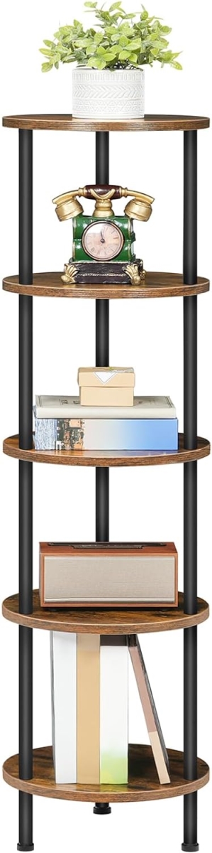 Picture of Nuegear TM58200 5-Tier Industrial Display Round Standing Shelf&#44; Rustic Brown