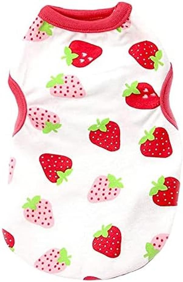 Picture of Nuegear TM57563 Soft Cotton Sleeveless T-Shirts for Dogs&#44; Red Strawberry - Extra Small