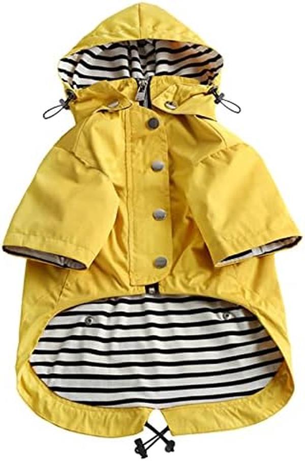 Picture of Nuegear TM57567 Dog Raincoat with Reflective Buttons Water Resistant Adjustable Drawstring&#44; Yellow - Small