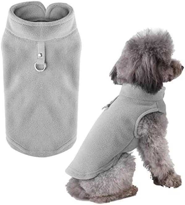 Picture of Nuegear TM57656 Dog Sweater Cat Fleece Vest Soft Dog Jacket with Leash O-Ring&#44; Gray