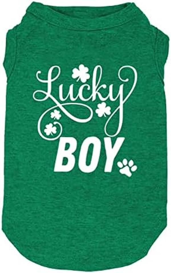 Picture of Nuegear TM57671 Apparel Lucky Boy Letter Print Clover Dog Shirts&#44; Green - Large