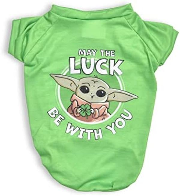 Picture of Nuegear TM57686 Wars for Pets Grogu May The Luck Be with You Dog Tee for St. Patricks Day - Medium