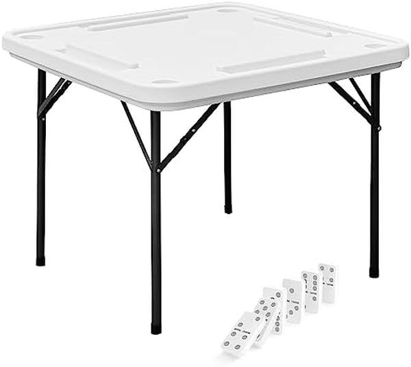 Picture of Nuegear TM57695 Domino Table Dominoes Plastic Folding Table for Easy Storage 4 Cup Holders&#44; 4 Angled Holders Scratch & Wear Resistant&#44; Black