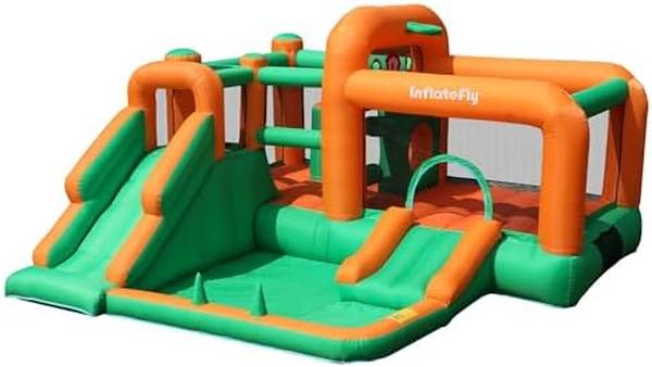 Picture of Nuegear TM57714 Dolphin Inflatable Bounce House with Slide&#44; Jumping Castle Slide with Blower