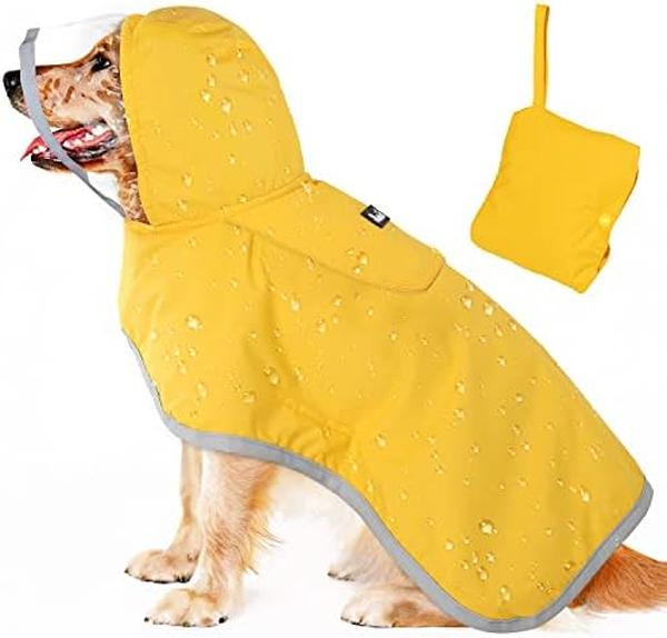 Picture of Nuegear TM57720 Adjustable Dog Rain Jacket with Clear Hooded Double Layer&#44; Yellow - Extra Large