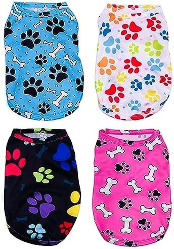 Picture of Nuegear TM58031 Lightweight Sleeveless Soft Paw Bone Printed Dog Shirt Vest&#44; Multi Color - Extra Large - Pack of 4