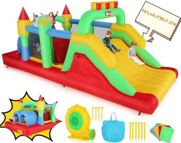 Picture of Nuegear TM57741 Inflatable Water Slide 5-in-1 Bounce House Water Park Jumping Castle with Water Pool&#44; Climbing Walls & 450W Air Blower