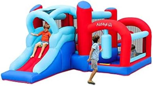 Picture of Nuegear TM57754 161 x 82 x 63 in. Pastel Inflatable Bounce House with Slide&#44; Blower