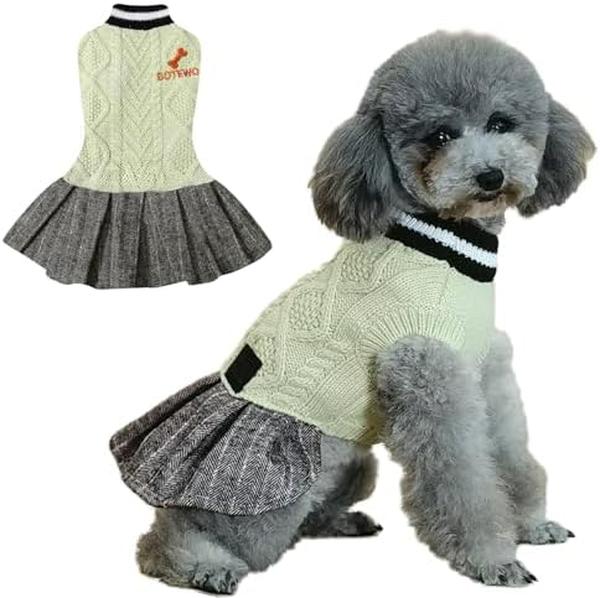 Picture of Nuegear TM58075 Knitted Dog Girl Sweater Winter Warm Puppy Clothes&#44; Turtleneck Pet Sweater Pullover&#44; Beige - Medium