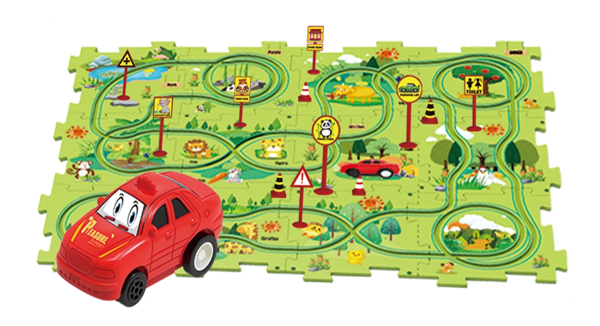 Picture of Netjett XS67037 UNO1RC Kids Boys & Girls Puzzle Rail Car Red Taxi