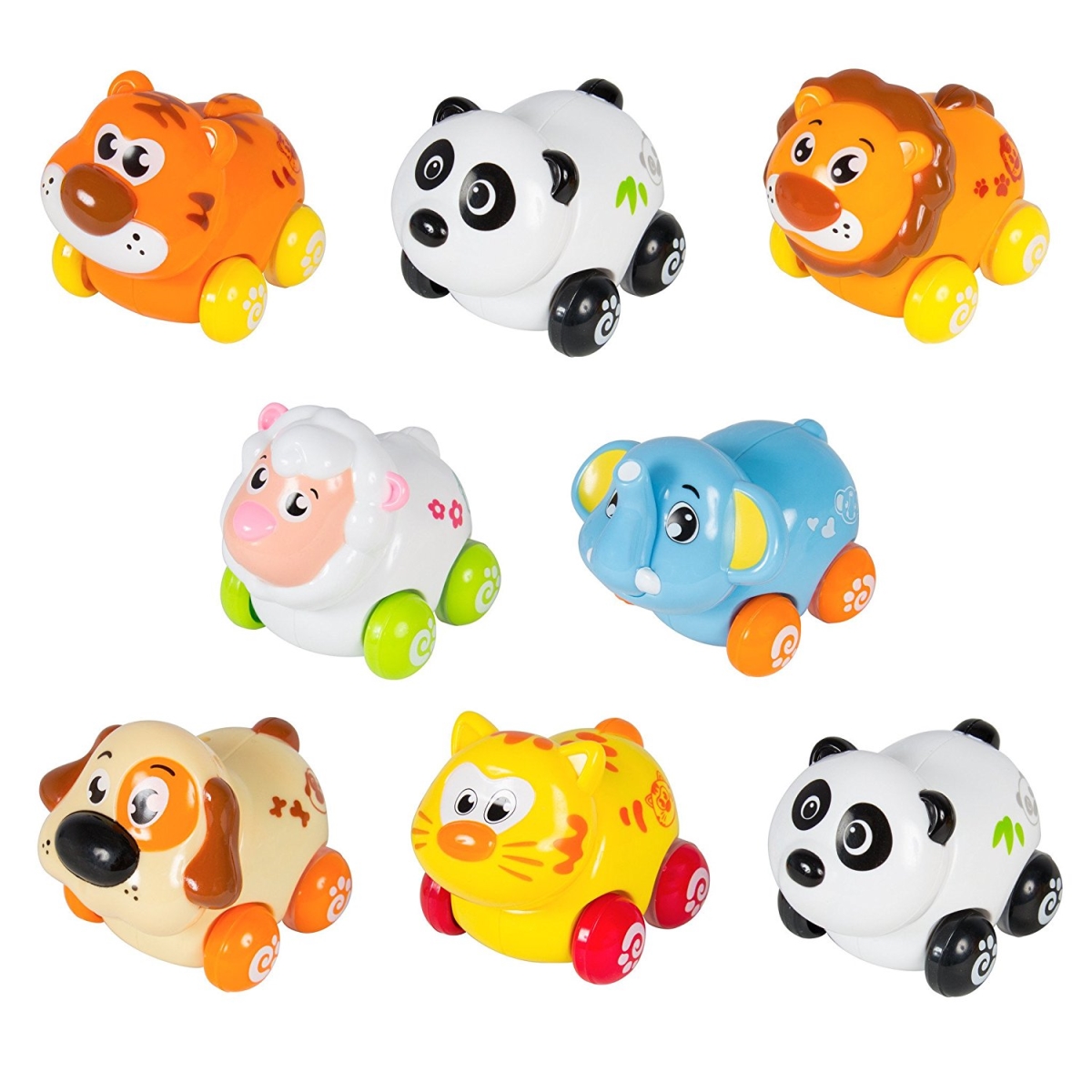 Picture of Netjett XS67143 UNO1RC Kids Boys & Girls Cartoon Animals Friction Push & Go Toy Cars Play Set for Panda&#44; Cat&#44; Elephant&#44; Dog&#44; Lion&#44; Tiger & Sheep - Set of 8