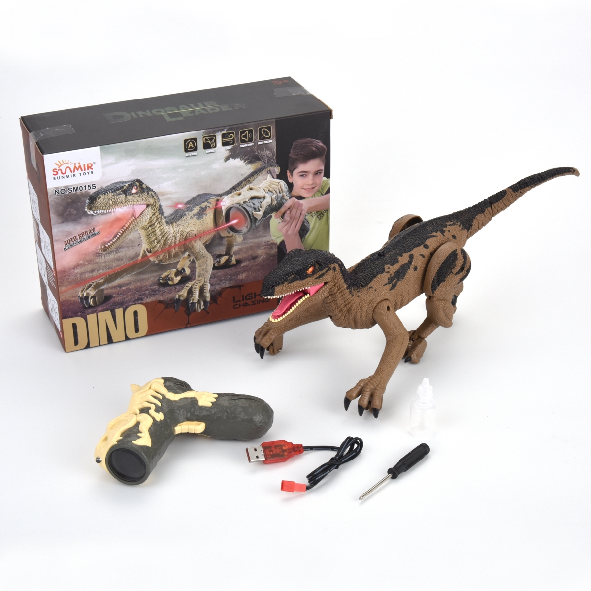 Picture of Netjett XS67237 UNO1RC Kids Boys & Girls Radio Controlled Dino Velociraptor Walking Dinosaur with Light & Sounds - Yellow