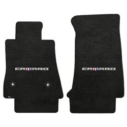 2016-On Ebony Velourtex Camaro Word Logo Mats - Ebony - 2 Piece