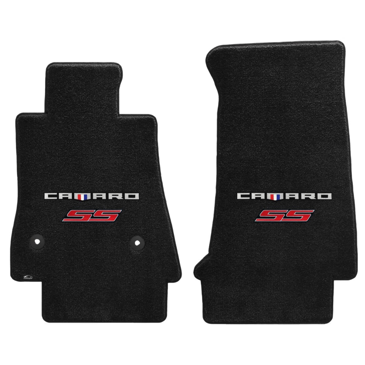 2016-On Ebony Ultimat Camaro Plus SS Red Double Logo Mats, 2 Piece