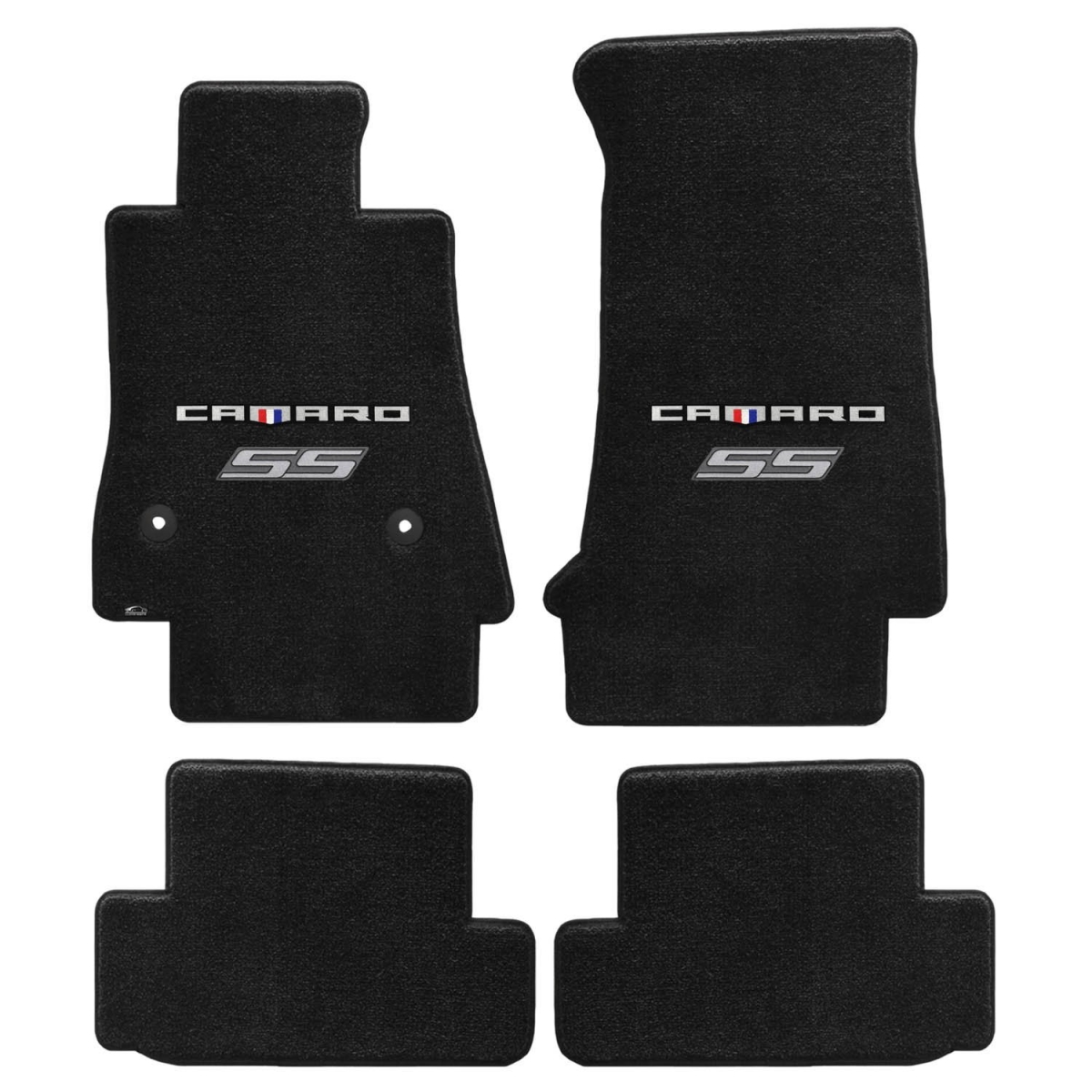 2016-On Ebony Ultimat Camaro Plus SS Silver Double Logo Mats - 4 Piece
