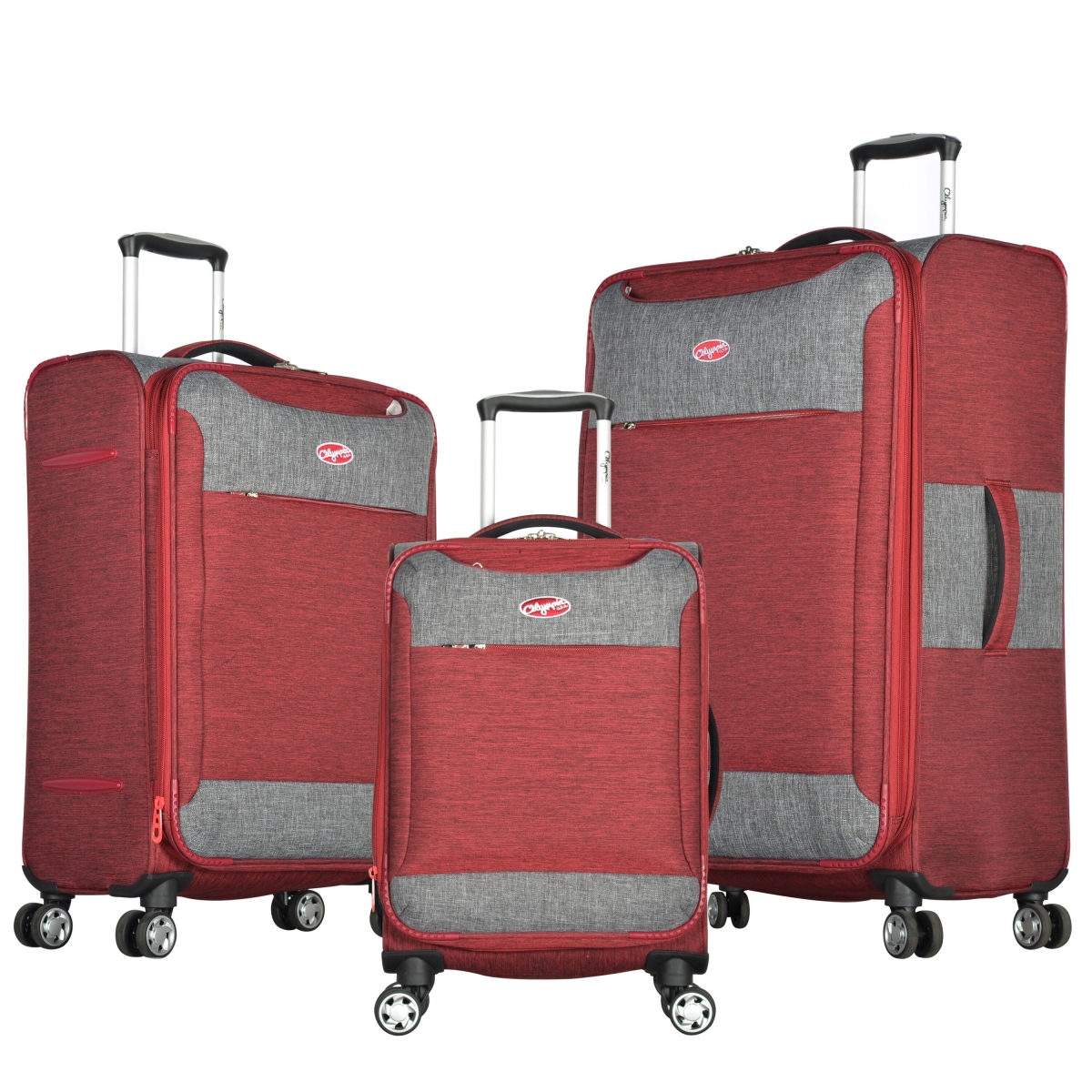 Picture of Olympia USA OE-2800-3-RD Denim Expandable Spinner Luggage Set - Red, 3 Piece