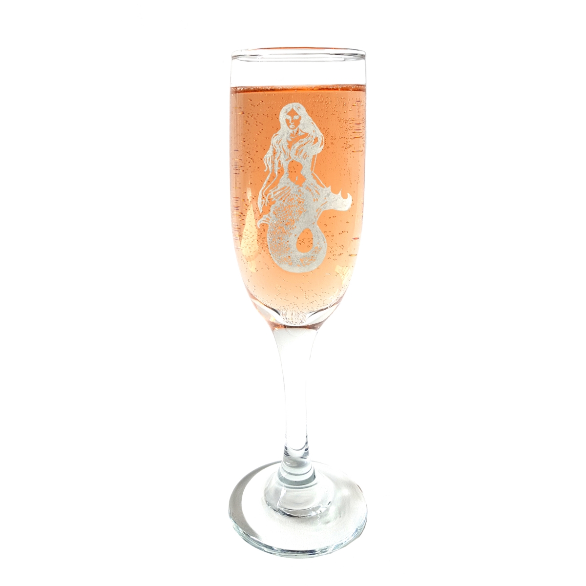 Picture of Lyoncraft CHME01 6 oz Mermaid Engraved Glass Champagne Flute Glass
