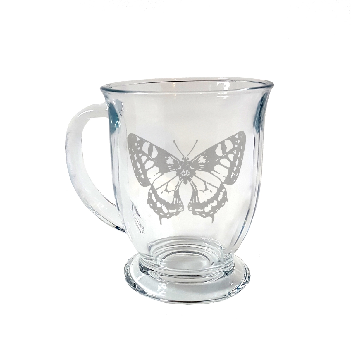 Picture of Lyoncraft COBF01 16 oz Butterfly Engraved Glass Coffee Mug